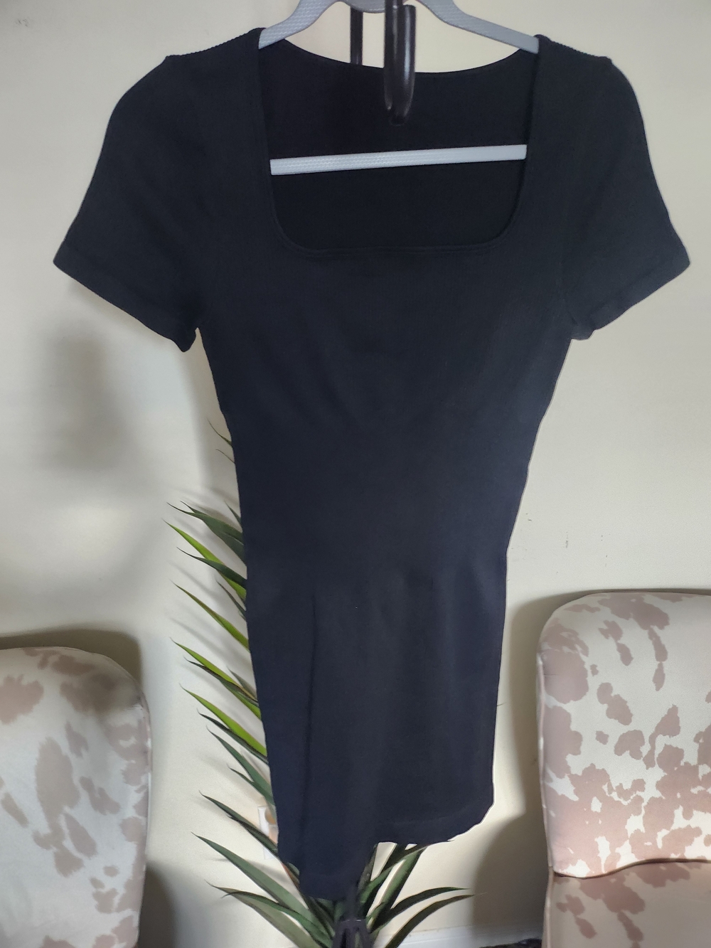 Black Square-Neck Mini Dress